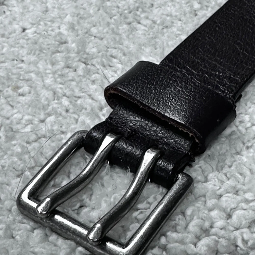 Nice Thick Top Grain Leather Brown Belt Double Prong Silver Tone Buckle, M